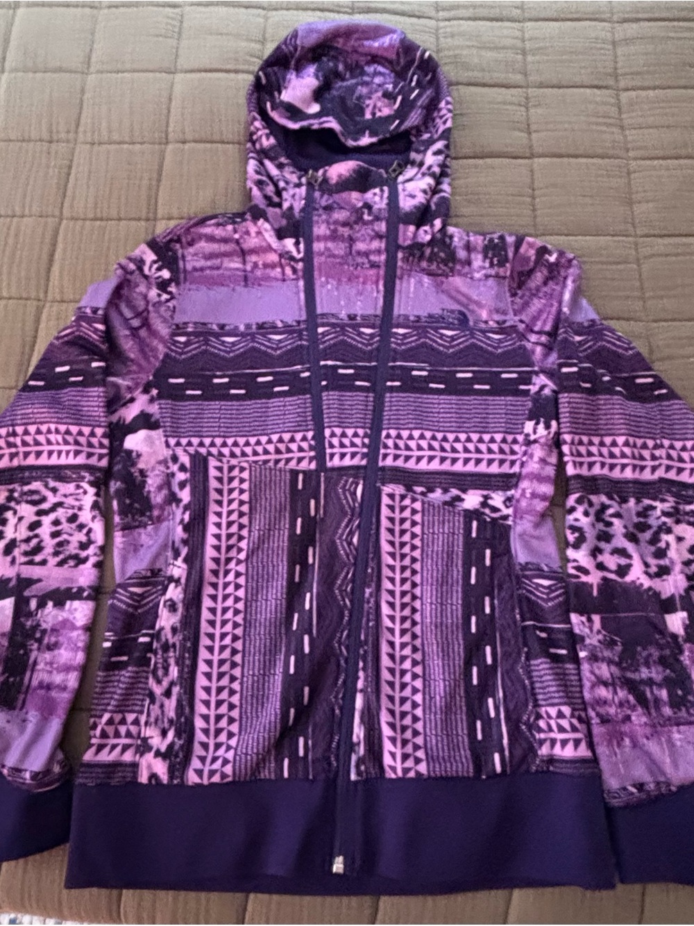 The North Face Thatch Purple Patterned Hooded Zip-Up Sweatshirt